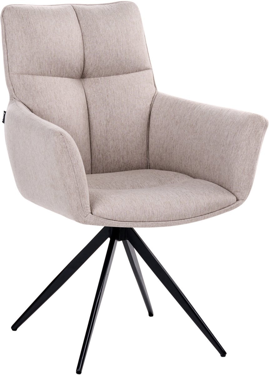 Beliani CORBIE Eetkamerstoel met armleuningen - Beige - Polyester