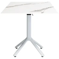 RestooTab - Klappbarer Outdoor Tisch Nemo weiß 70x70cm Dekor weißer Marmor weißen Kanten