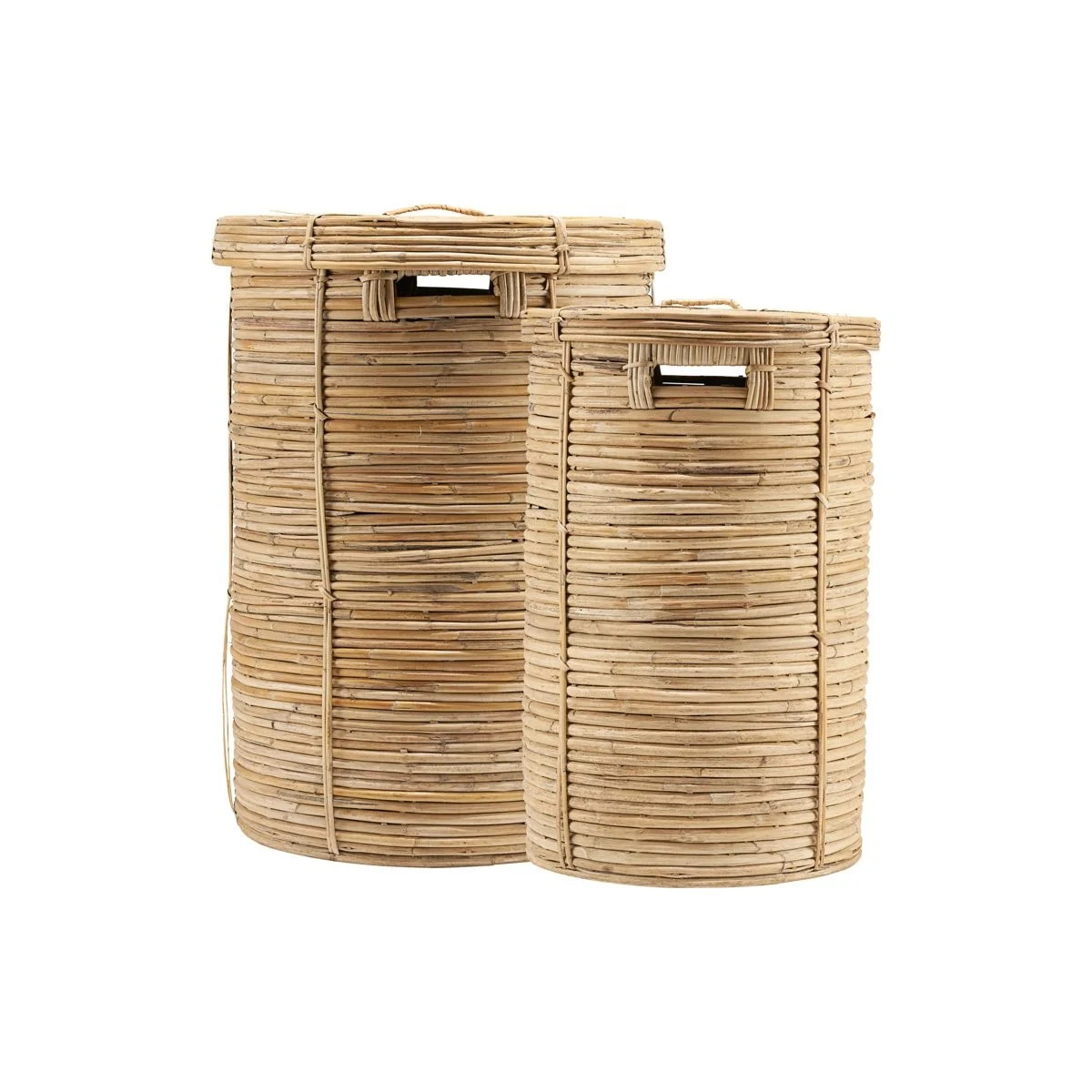 House Doctor Chaka wasmanden set van 2 stuks in bruin en beige van bamboe en rattan