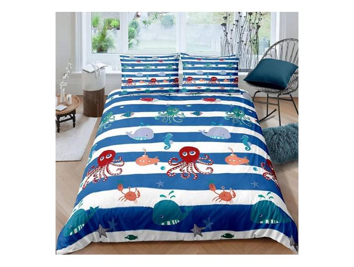 LuxusKollektion Kinderbettwäsche Bettwäsche Ozean 155x220cm 3-teilig Jungen Mädchen