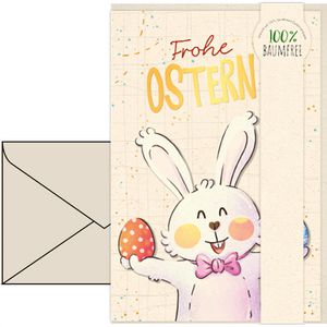 Böttcher-AG Osterkarten Hase mit Ostereiern, 115 x 170mm, Klappkarte mit Umschlag