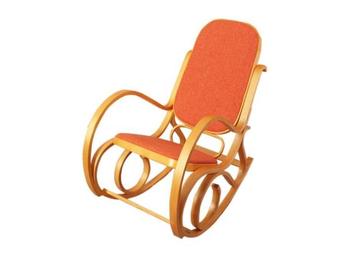 Rocking-chair fauteuil ? bascule M41 ~ imitation chêne tissu orange
