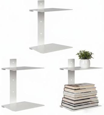 Garvee Invisible Metal Wall Bookshelf – Floating Double Layer Shelves for Modern Book Storage