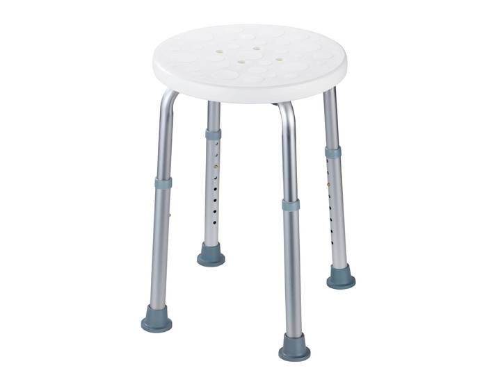 Duschhocker Secura Sitz: Kunststoff Stuhlbeine: Aluminium, lackiert Füße: Gummi Weiß/Weiß 46 x 58 x 46cm