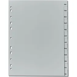 herlitz Register A4 Januar-Dezember Kunststoff PP 12-teilig grau Packung mit 25 Stück