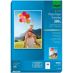 Sigel Inkjet Everyday (200 g/m2, A4, 100 Stk.), Fotopapier, Weiss