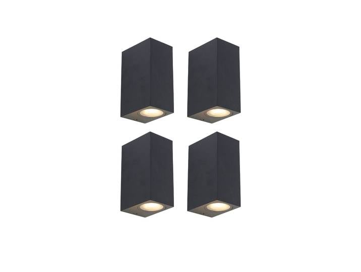 Ensemble de 4 appliques murales modernes noires 2 lumières IP44 -