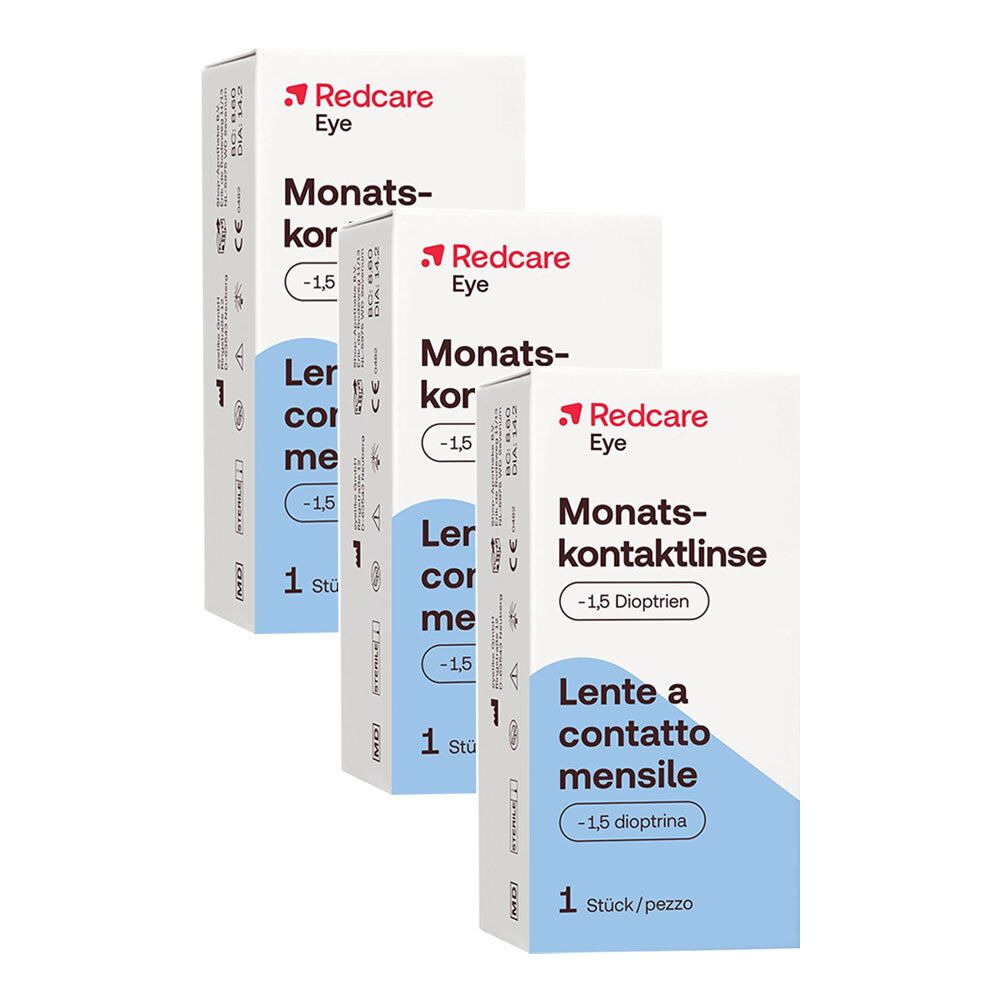Redcare Monatslinse -1,5dpt 3 Stück Kontaktlinsen
