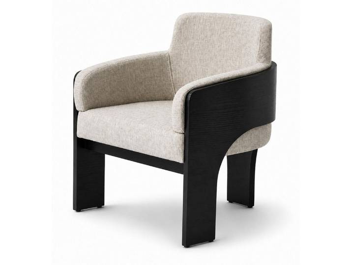 JVmoebel Loungesessel Sessel Modernes Design Beige Stoff Holz Schwarz Komfort Charaktervoll (1-St), Made in Europa