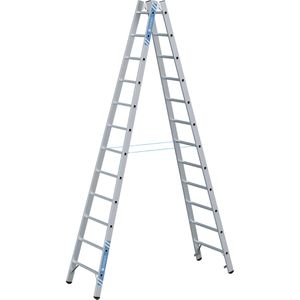 Zarges Stehleiter Coni B, 40314, beidseitig begehbar, aus Aluminium, bis 150kg, mit 2 x 12 Sprossen