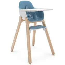 Uppababy, Hochstuhl, Ciro Caleb - Hochstuhl - Blau - Holz - Verstellbarer Fussstütze - entfernbarer Esstisch (Hochstuhl)