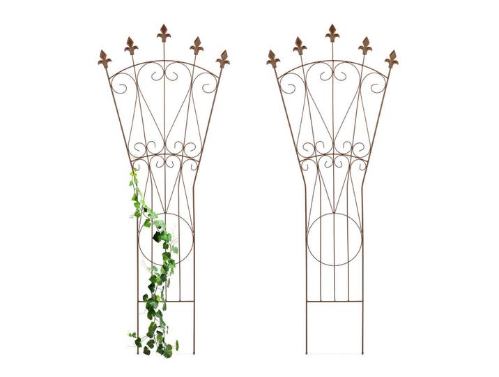 Relaxdays Rankgitter Braun 2er-Set Stahl, Metall, 54x145x1 cm, Dekoration, Gartendeko