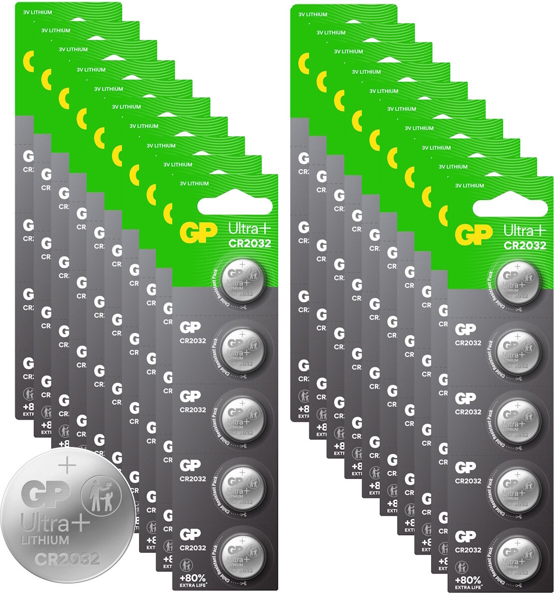 GP Batteries Box of 100   GP CR2032 Lithium Coin Cell Batteries