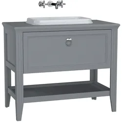 VitrA Valarte Einbauwaschtisch-Set 98 cm, Grau Matt, Weiße Hochglanz Keramik, 1 Vollauszug Softclose