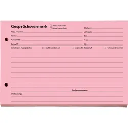 Soldan Gesprächsvermerk 1201400 DIN A5 quer 100 Blatt rot