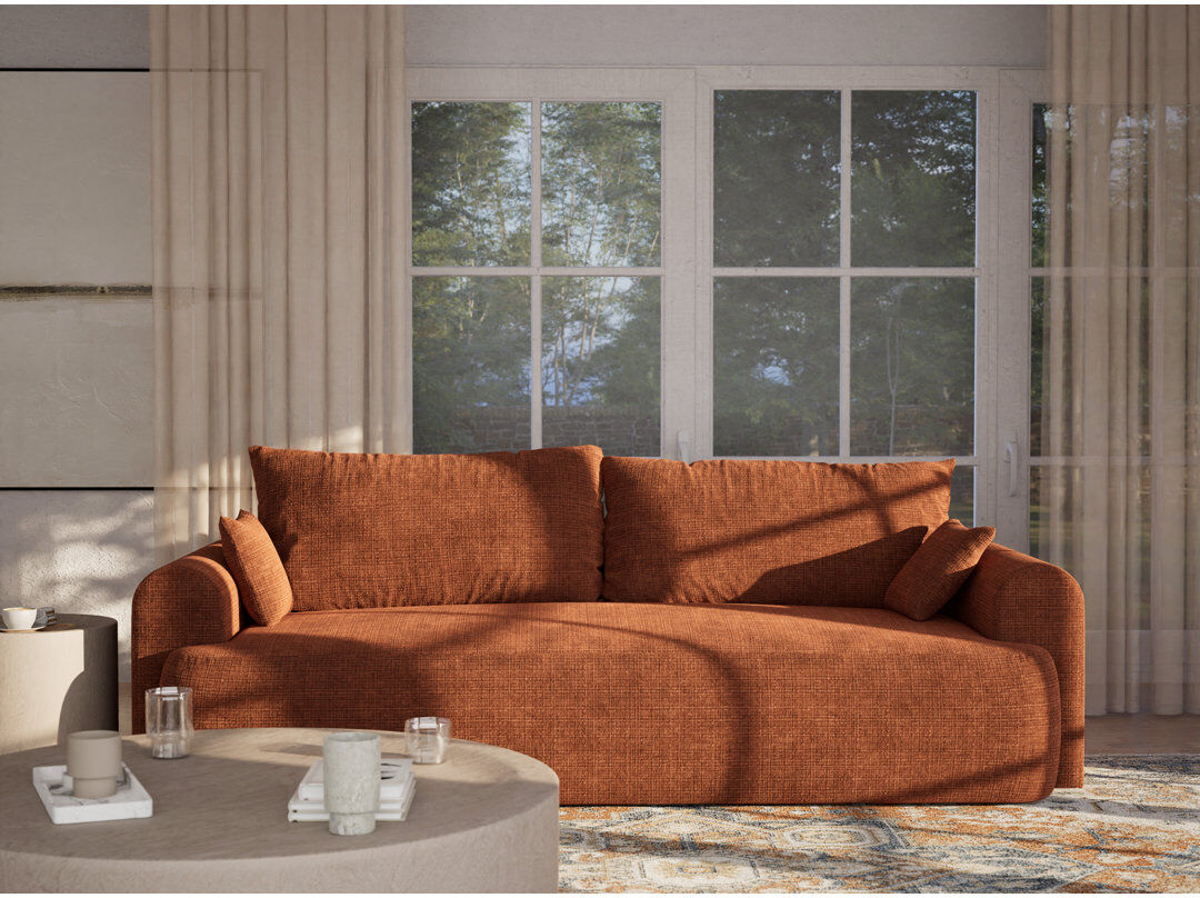 Ebern Designs 3 Seater Sofa Copper 69cm H X 247cm W X 90cm D