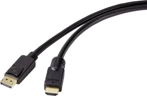 Renkforce DisplayPort / HDMI Adapterkabel DisplayPort Stecker, HDMI-A Stecker 15.00m Schwarz RF-4581872 DisplayPort-Kabel
