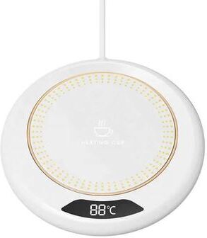 Friendly Fresh Finds USB Thermostatic Heating Coaster With Speed Adjustment For Consistent Temperature Ideal For Home Use white