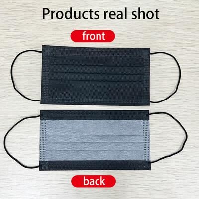 Perfect Picks Market Individually Wrapped Disposable Face Masks 3 Layer Breathable Black Protection Pack 100pcs black