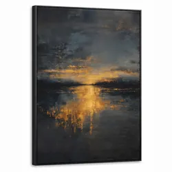 LEINWAND Bilder mit Rahmen - Goldene Reflexion auf dem Wasser - 70x100