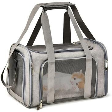 Uplifted Finds Dog Carrier Bag Soft Side Travel Backpack gray m