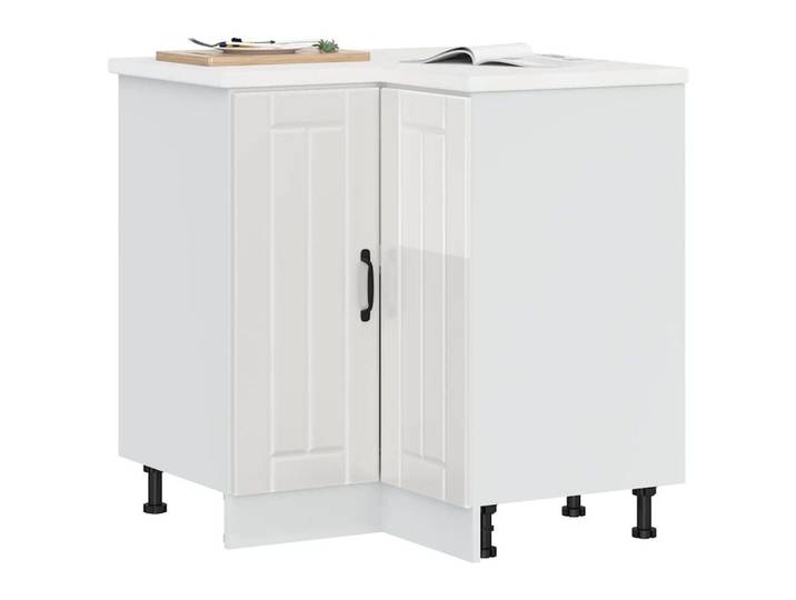 vidaXL Schrankmodule Küchen-Eckunterschrank Lucca Hochglanz-Weiß Holzwerkstoff