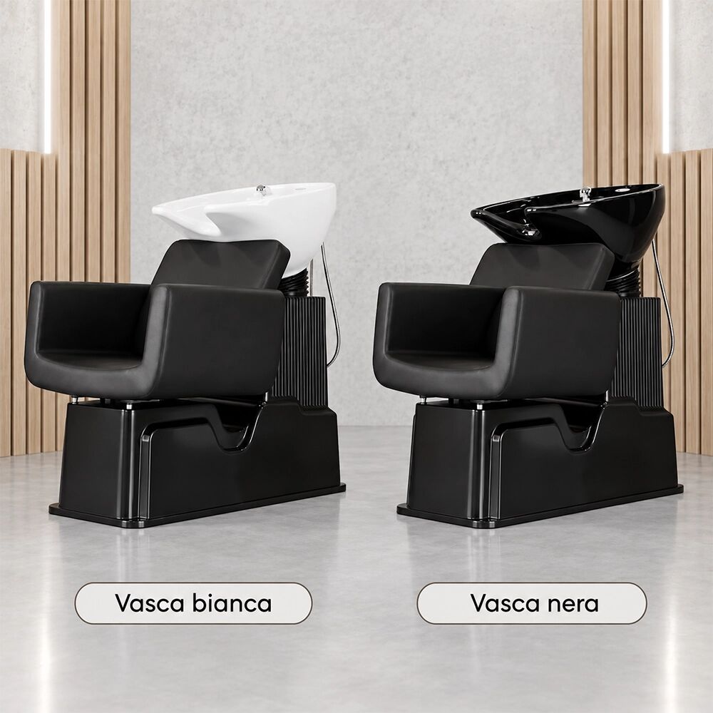 Melcap Lavatesta Parrucchiere Professionale Georgia con Seduta Regolabile Vasca in Ceramica Bianca o Nera BIANCO