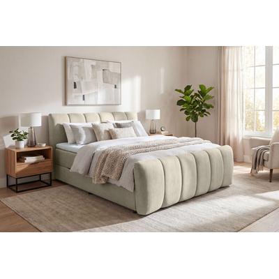 Boxbett OTTO HOME "DORA, Doppelbett inkl. Bettkasten, Federkernbett, Breiten: 160, 180 cm", beige, B:185cm L:220cm, Hartfaserplatte, Kunststoff, Massivholz, Polyester, Spanplatte, Komplettbetten, Boxbett: 5-Z-Taschenfederkern im Unterbau, Härtegrad...