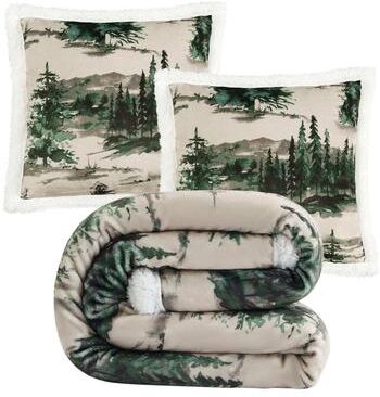 Indigo Hill by HiEnd Accents Campfire Sherpa Fleece Throw, 1PC or 3PC
