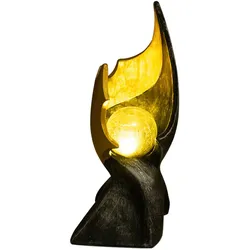 LED Flamme Solar  Garten Dekoration Solarlampe mit Flammeneffekt Solarlampen für Außen, gold braune Skulptur mit bezauberndem Lichteffekt, 1x LED warmweiß, H 36 cm
