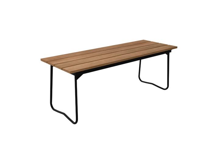 Grythyttan Stålmöbler Bänk 8 Bank Teak-schwarzes Stahlgestell