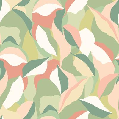 Hoopla Walls Leafy Patchwork Olive and Blush Peel and Stick Wallpaper - N/A