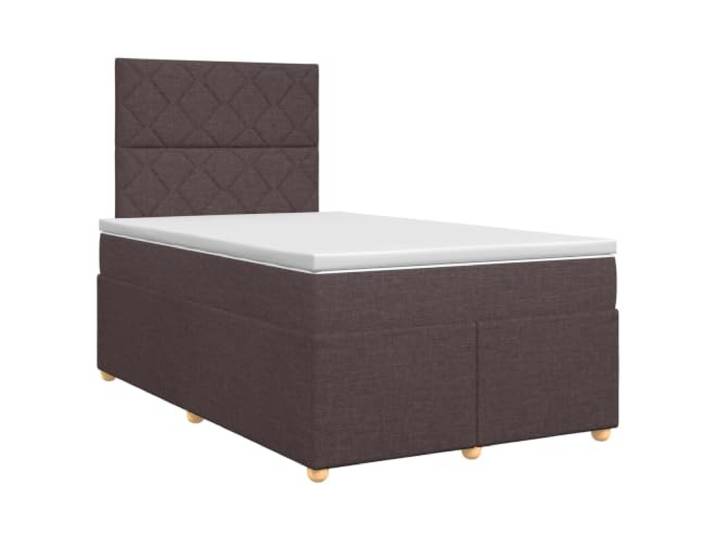 KTHLBRH Boxspringbett mit Matratze Dunkelbraun 120 x 190 cm Kopfteil verstellbar 78–88 cm, feste Holzlatten, Taschenfederkernmatratze, Schaumstoffauflage,