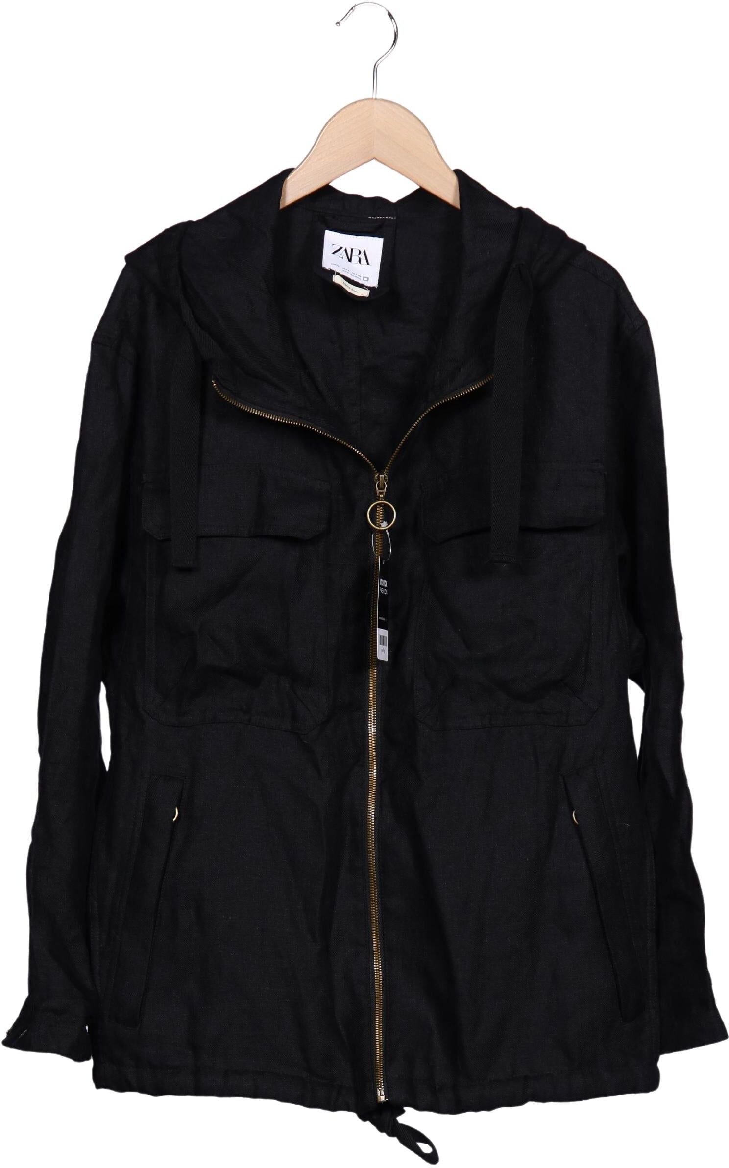 Zara Damen Jacke, Schwarz, Gr. M, Leinen - Second Hand