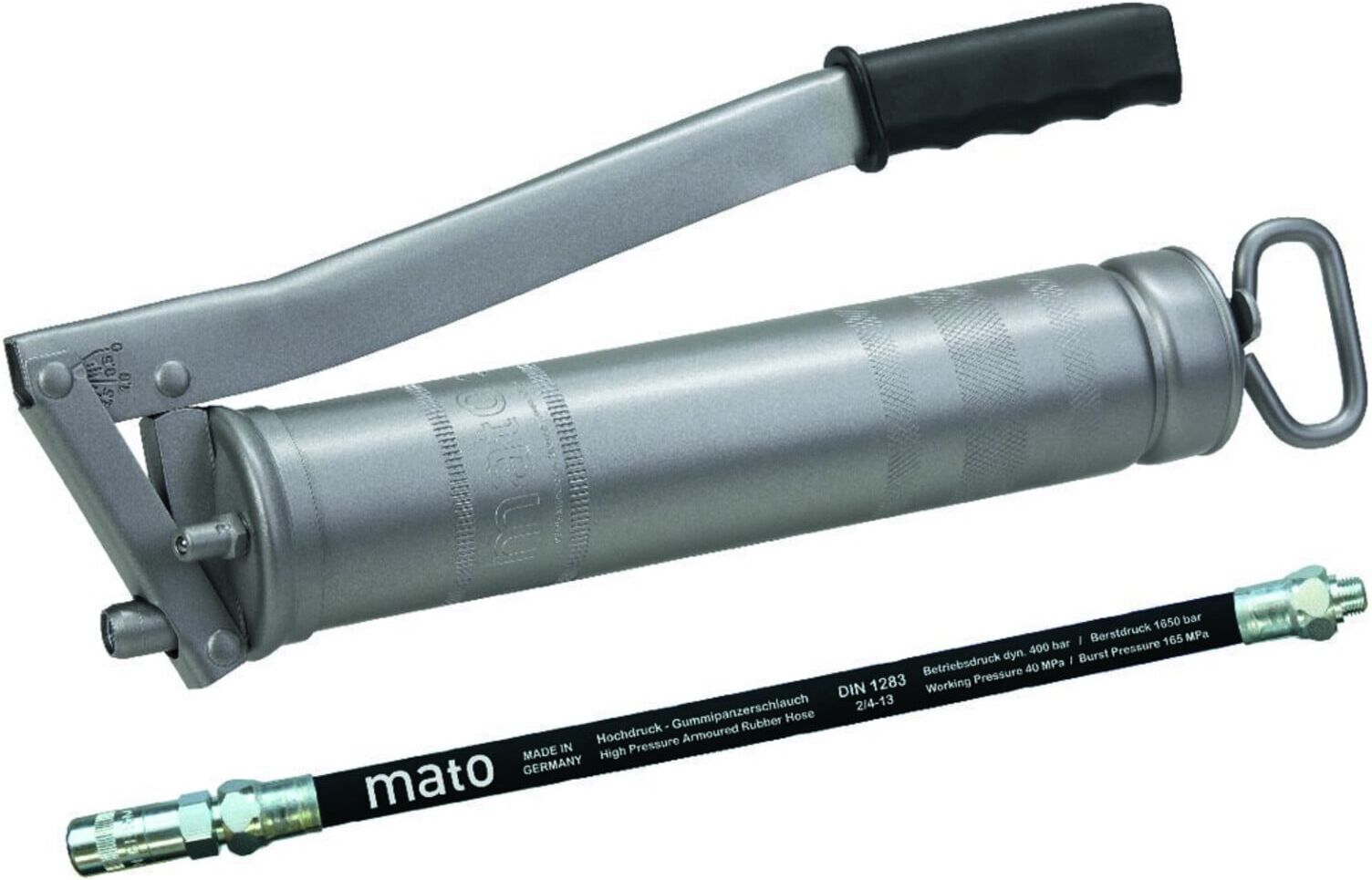 MATO Ganzstahl-Fettpresse E500 m. Schlauch M10x1 400g Kartusche /500g lose (3042301)