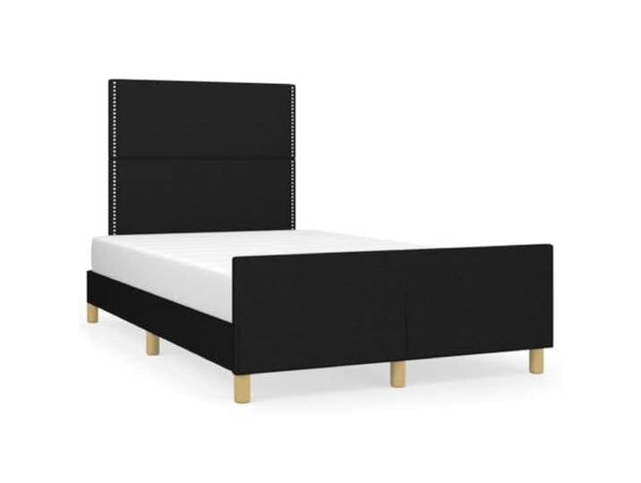 PUGYNBK Bettgestell aus schwarzem Stoff, 120 x 190 cm Verstellbares Kopfteil, stabile Beine, Lattenrost, ohne Matratze