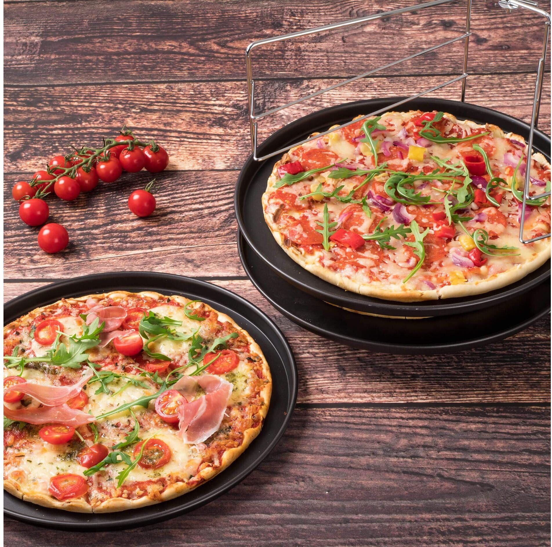 Pizzastein ZENKER "Pizzablech Special Countri", schwarz, H:1,5cm Ø:29cm, Stahl, Backbleche, Pizzastein schwarz B/H/T: 1,5cm