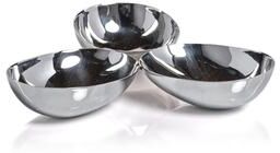 Zodax Stassi Polished Stainless Steel Triple Nut Bowl