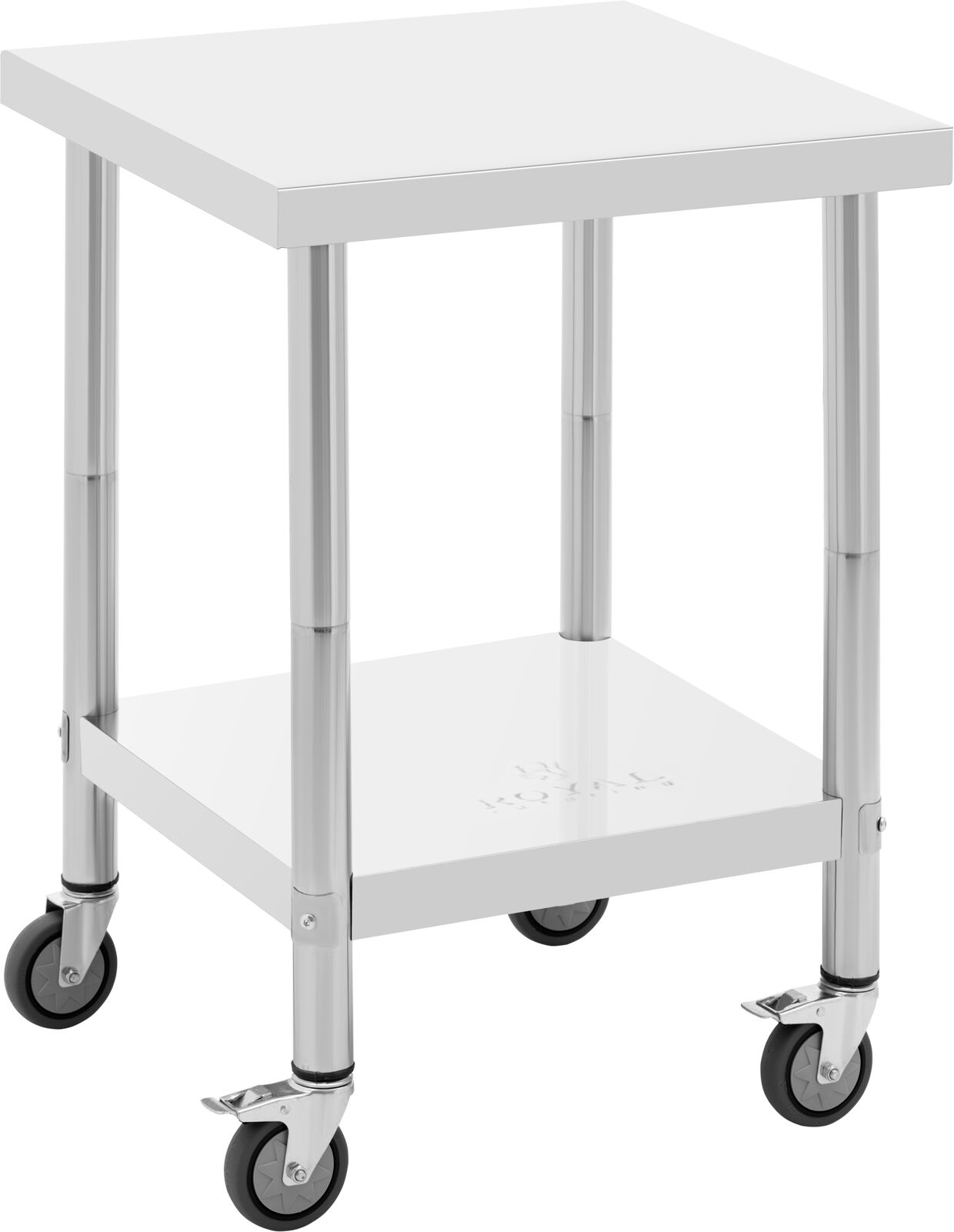 Edelstahltisch mit Rollen - PREMIUM - 60 x 60 cm - 120 kg - Royal Catering