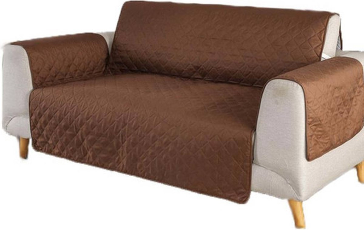 Bulbhead Bankbeschermende Plaid Couch Cover Throw - Bruin/Beige - Tweezijdig