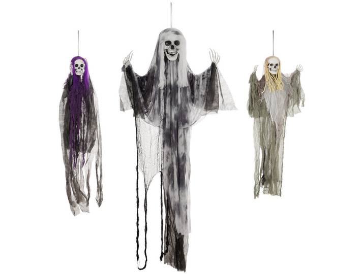 Homcom Halloween Decorations 90/110/200cm Hängendes Skelett mit verstellbare Arme, Mehrfarbig, Kunststoff, 17x200x60 cm, Dekoration