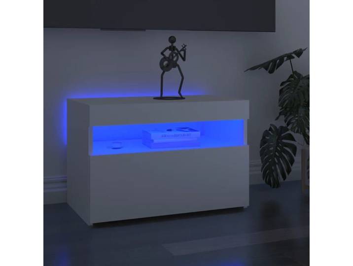 Meuble TV avec lumières LED-Banc TV à LED blanc 60x35x40 cm
