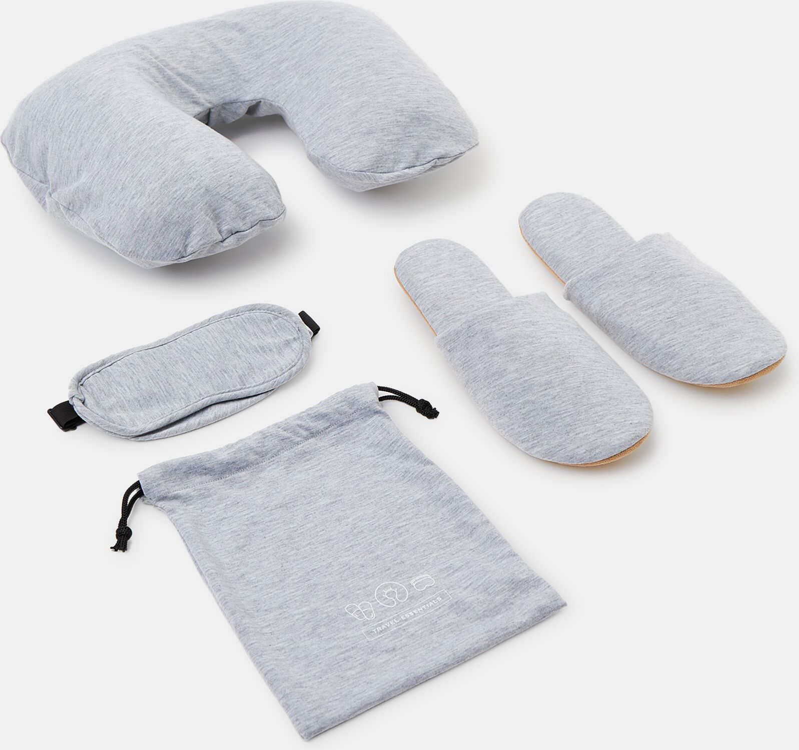 El Corte Inglés Set viaje comfort zapatillas, antifaz, almohada M. Gris