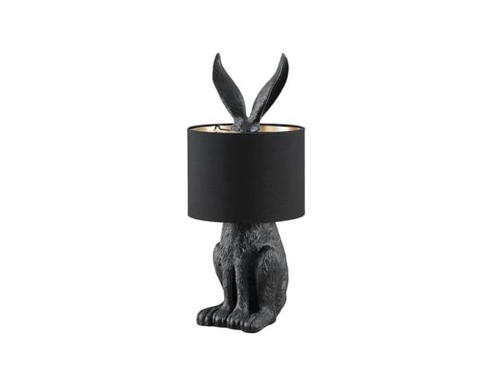 Lindby Tischlampe Hase Textil schwarz gold, Nachttischlampe Hase