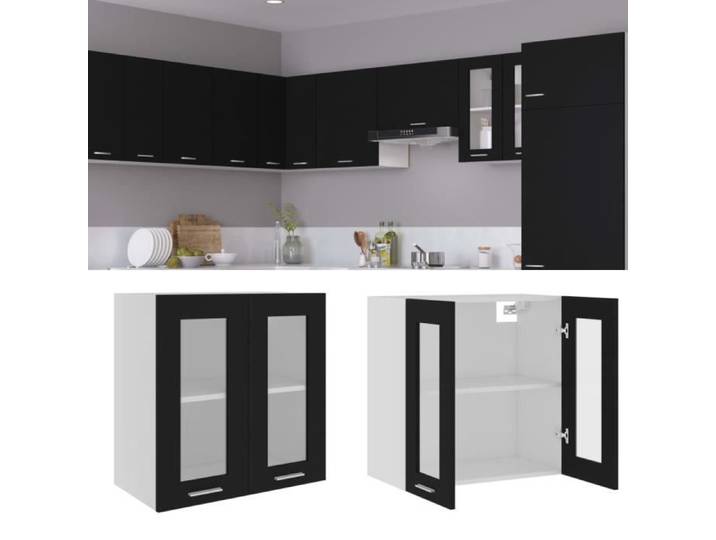 Armoire de cuisine - Aggloméré - Noir - Design simple - 60x31x60 cm