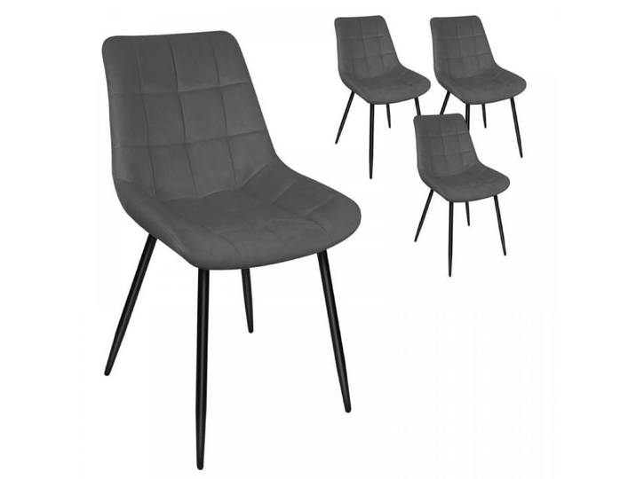 CHAISE PEACHES Lot de 4 chaises pour salle à manger salon chambre Gris Foncé