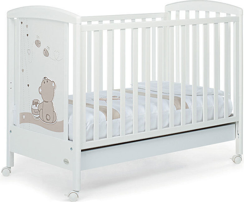 Foppapedretti 990018410 Lettino Neonato Legno Con Ruote E Cassettone Colore Bianco - Golosone