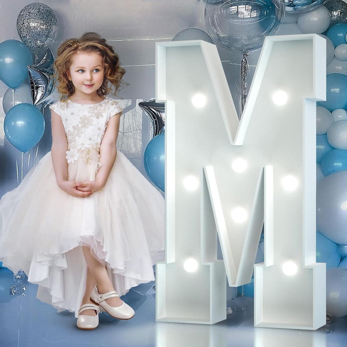Lichtgevende Letter M Decoratie Feestverlichting Wit - 3FT Hoog