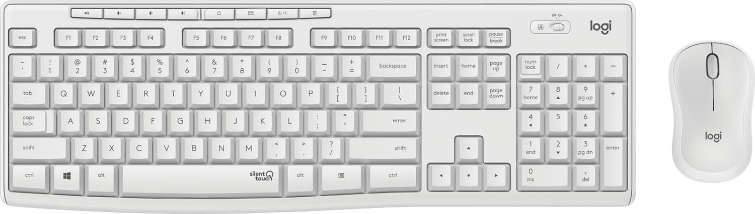 Logitech 920-009821 Tastiera Wireless E Mouse Ottico 3 Tasti Colore Bianco - 920-009821 Mk295 Silent Wireless Combo