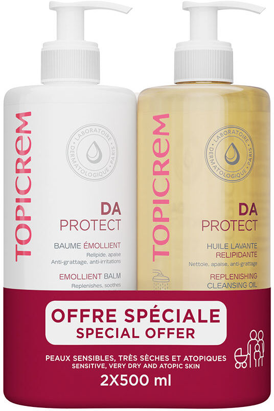 Topicrem Da Protect Balsamo Emoliente 500 Ml + Gel Detergente 500 Ml Confezione 2 Pz